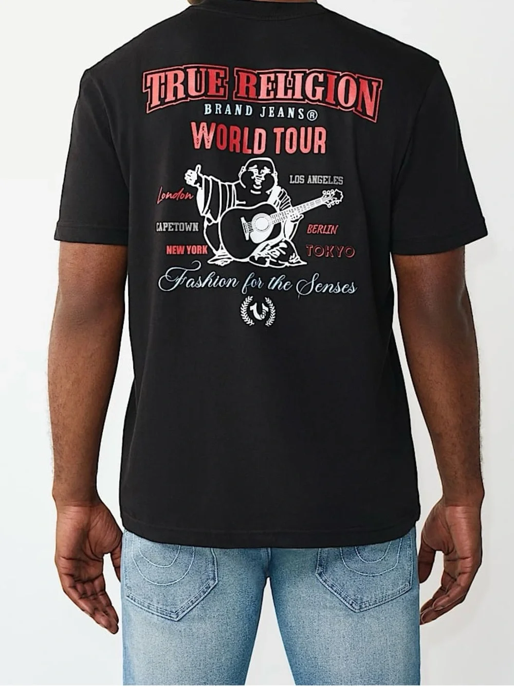 True Religion Black Graphic 'World Tour' Backprint Tee